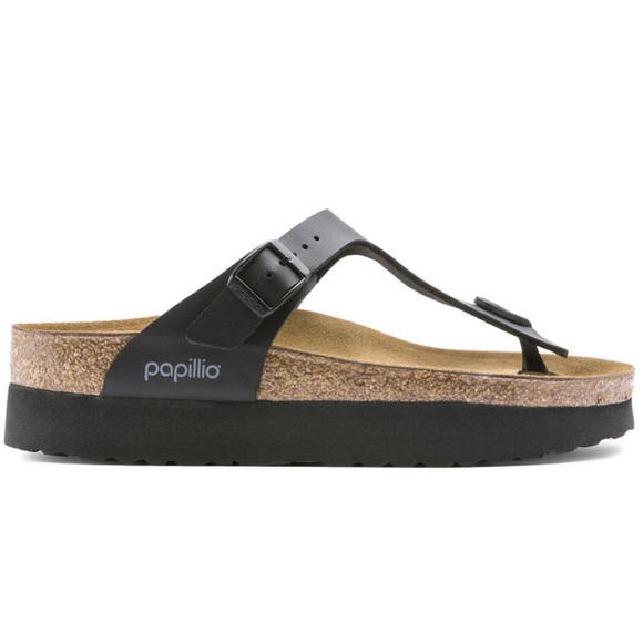 BIRKENSTOCK PAPILLIO Gizeh Platform Black Sandals - Picture 5 of 8